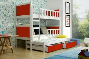 Patrová postel s přistýlkou PINOKIO 3 Chojmex 88/174/200 Chojmex barevné provedení: bílá/červená