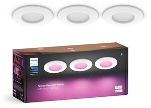 Philips Hue WCA Slim zápustné svítidlo 3x LED 8,3W 750lm 2200-6500K RGB CRI80 9cm kulaté IP44, bílé