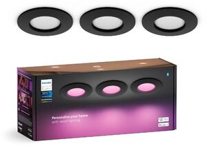 Philips Hue WCA Slim zápustné svítidlo 3x LED 8,3W 790lm 2200-6500K RGB CRI80 9cm kulaté IP44, černé