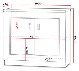 Policová komoda MERLO - šířka 100 cm, dub