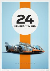 Umělecký tisk Porsche 917 - Gulf - 24h Le Mans - 1971 - Limited Poster Re-edition, Automobilist