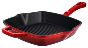 Silvercrest® Litinová grilovací pánev Premium, Ø 25 cm (hranatá, červená) (100409824003)