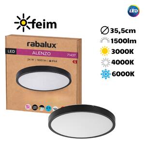 RABALUX 71437 Alenzo stropní svítidlo D355mm LED 24W/1500lm 3000+4000+6000K IP44 černá, DIP switch