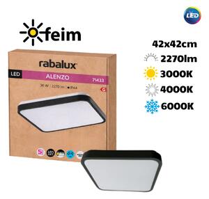 RABALUX 71433 Alenzo stropní svítidlo 420x420mm LED 36W/2270lm 3000+4000+6000K IP44 černá, DIP switch