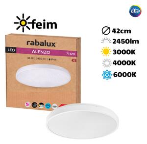 RABALUX 71429 Alenzo stropní svítidlo D420mm LED 36W/2450lm 3000+4000+6000K IP44 bílá, DIP switch