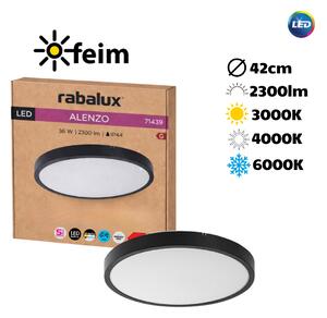 RABALUX 71439 Alenzo stropní svítidlo D420mm LED 36W/2300lm 3000+4000+6000K IP44 černá, DIP switch
