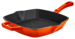 Silvercrest® Litinová grilovací pánev Premium, Ø 25 cm (hranatá, oranžová) (100409824005)