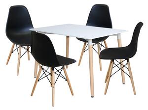 Idea nábytek Jídelní stůl 120x80 UNO bílý + 4 židle UNO černé