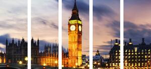 5-dílný obraz noční Big Ben v Londýně