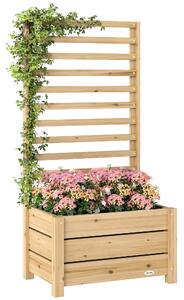 Outsunny vyvýšený truhlík s mříží — přírodní smrkové dřevo, odtokový otvor, netkaná vložka, 60 x 39 x 120 cm | Aosom