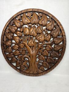 Závěsná dekorace Strom života- veliká mandala 90 cm, teak dřevo (masterpiece ruční práce 18 kg)