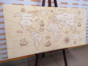 Obraz na korku mapa světa s loďkami