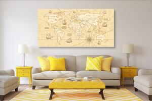 Obraz mapa světa s loďkami