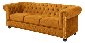 Pohovka CHESTERFIELD 3M 205 CM tmavě žlutá samet Nábytek | Obývací pokoj | Sedací soupravy a pohovky | Pohovky | Pevné