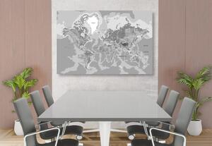 Obraz klasická mapa světa v černobílém provedení