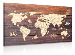 Obraz mapa na dřevě - 60x40
