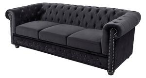 Pohovka CHESTERFIELD 3M 205 CM černá samet Nábytek | Obývací pokoj | Sedací soupravy a pohovky | Pohovky | Pevné