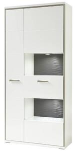 KOMBINACE VITRÍN, šedá, barvy stříbra, bílá, vysoce lesklá bílá, 94/201/38 cm Livetastic - Kredence a vitríny, Online Only