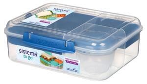 Sistema Dělený svačinový box To Go Bento Lunch s nádobou na jogurt a 2 tácky 1,65 l, modrá