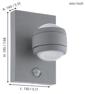 Eglo 96019 - LED Venkovní nástěnné svítidlo s čidlem SESIMBA 1 2xLED/3,7W IP44