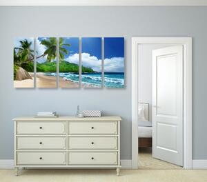 5-dílný obraz nádherná pláž na ostrově Seychely