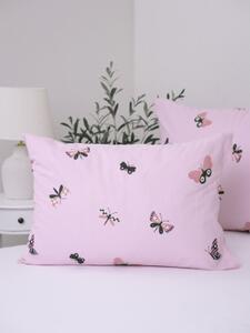 Bavlněný povlak na polštář Renforcé 50 x 70 cm - Motýlci růžové
