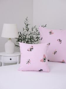 Bavlněný povlak na polštářek Renforcé 40 x 40 cm - Motýlci růžové