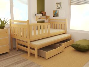Dětská postel s výsuvnou přistýlkou DPV 004 (Barva dřeva: bezbarvý lak, Rozměr: 80 x 180 cm)