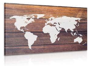 Obraz mapa světa s dřevěným pozadím