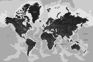 Obraz na korku moderní černobílá mapa
