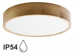 Stropní dřevěné koupelnové svítidlo CLEO OAK IP54 4xE27, Ø475, dub/plast