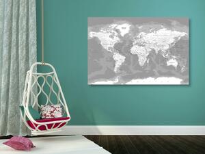 Obraz stylová černobílá mapa světa Varianta: 60x40