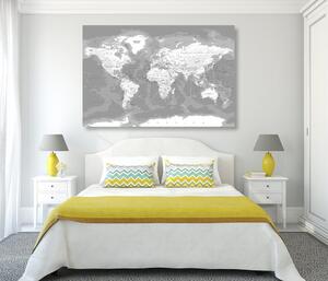 Obraz stylová černobílá mapa světa