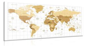Obraz béžová mapa světa na světlém pozadí