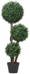 HOMCOM buxusový topiary 100 cm – trojkoulová umělá rostlina s dřevěným kmínkem v květináči, realistická dekorace do obýváku, ložnice, kanceláře i zahr