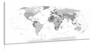 Obraz černobílá mapa s názvy