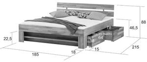 Dubová postel 180×200 cm Tina L602, masiv dub