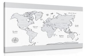 Obraz mapa světa s šedým okrajem