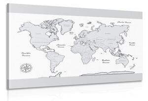 Obraz mapa světa s šedým okrajem