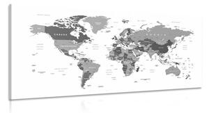 Obraz mapa světa s černobílým nádechem