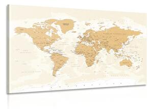 Obraz mapa světa s vintage nádechem