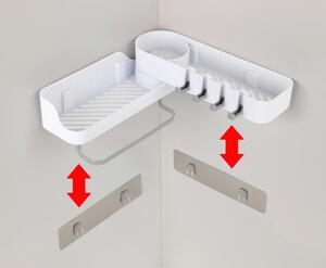 Bílá rohová samodržící koupelnová polička - Maximex