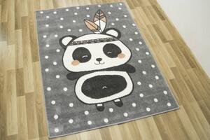 Dětský koberec Lima 9371A Panda Indian světle šedý / růžový