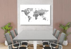 Obraz mapa světa v barvách černobílé Varianta: 60x40