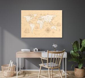 Obraz na korku zajímavá béžová mapa světa