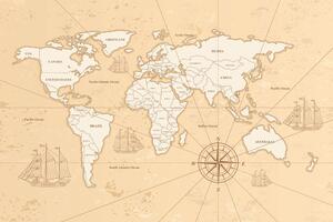 Obraz na korku zajímavá béžová mapa světa
