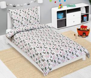 Bellatex Povlečení bavlněné Junior 140x200, 70x90 cm Králíček šedá, růžová