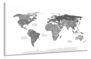 Obraz výjimečná mapa světa v černobílém provedení