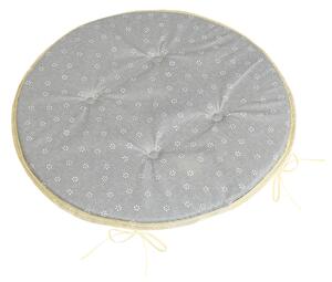Bellatex Sedák Adéla kulatý hladký průměr 40 cm Pnoucí kvítek šedá, bílá