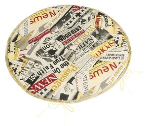 Bellatex Sedák Adéla kulatý hladký průměr 40 cm Noviny červená, černá, bílá